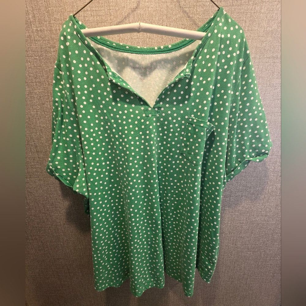 Woman Within Green Polka Dot Blouse